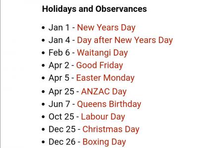 NZ Holiday 